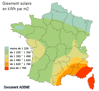 Image: Carte de l'ensoleillement en France